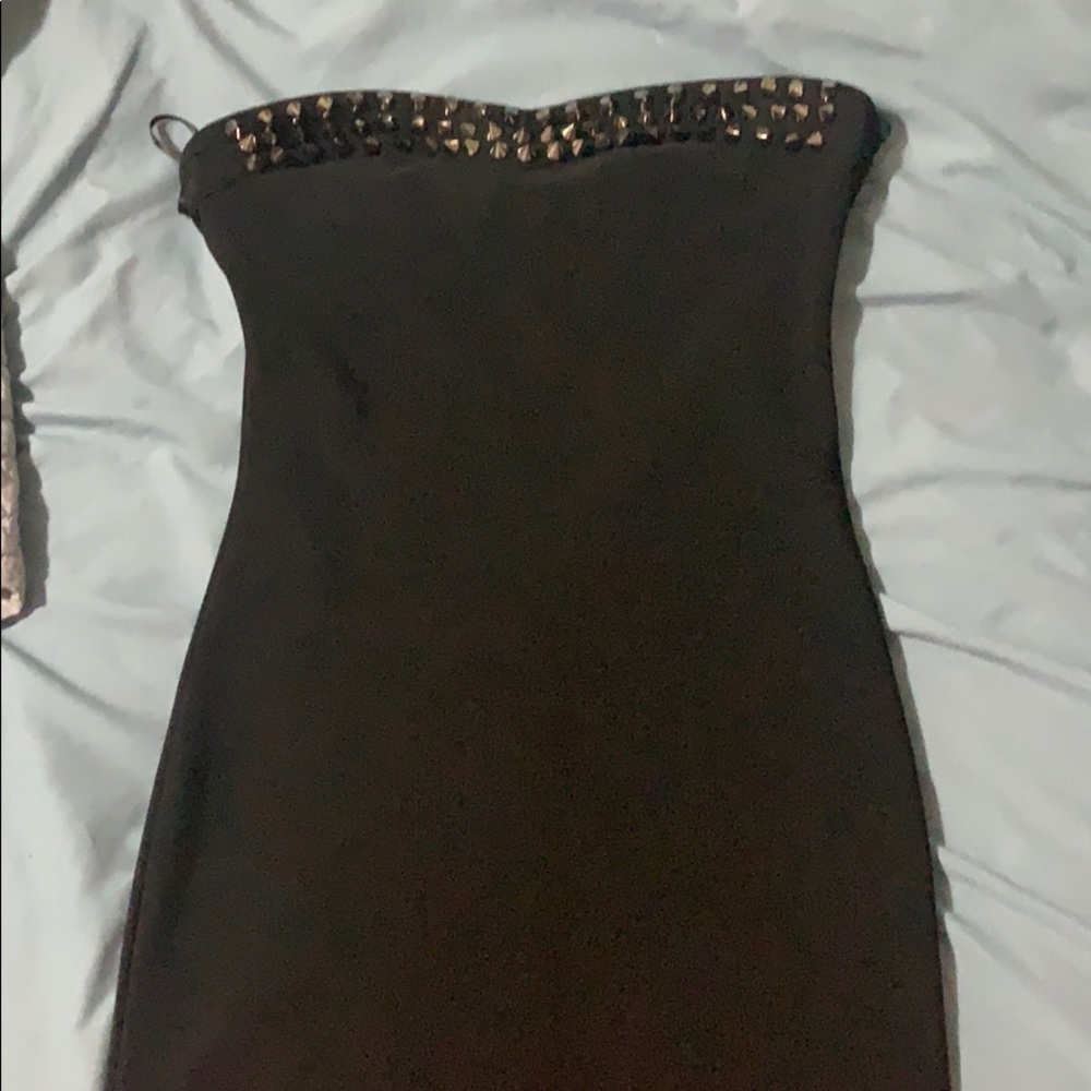 Black strapless mini